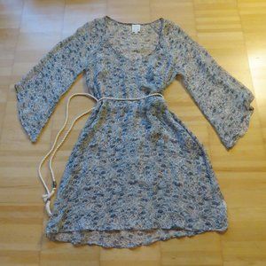 ELLA MOSS silk top tunic dress floral S 4/6